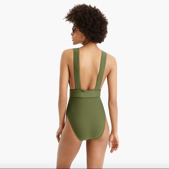 J. Crew Belted Plunge V-neck One-piece Swimsuit - Picture 4 of 7